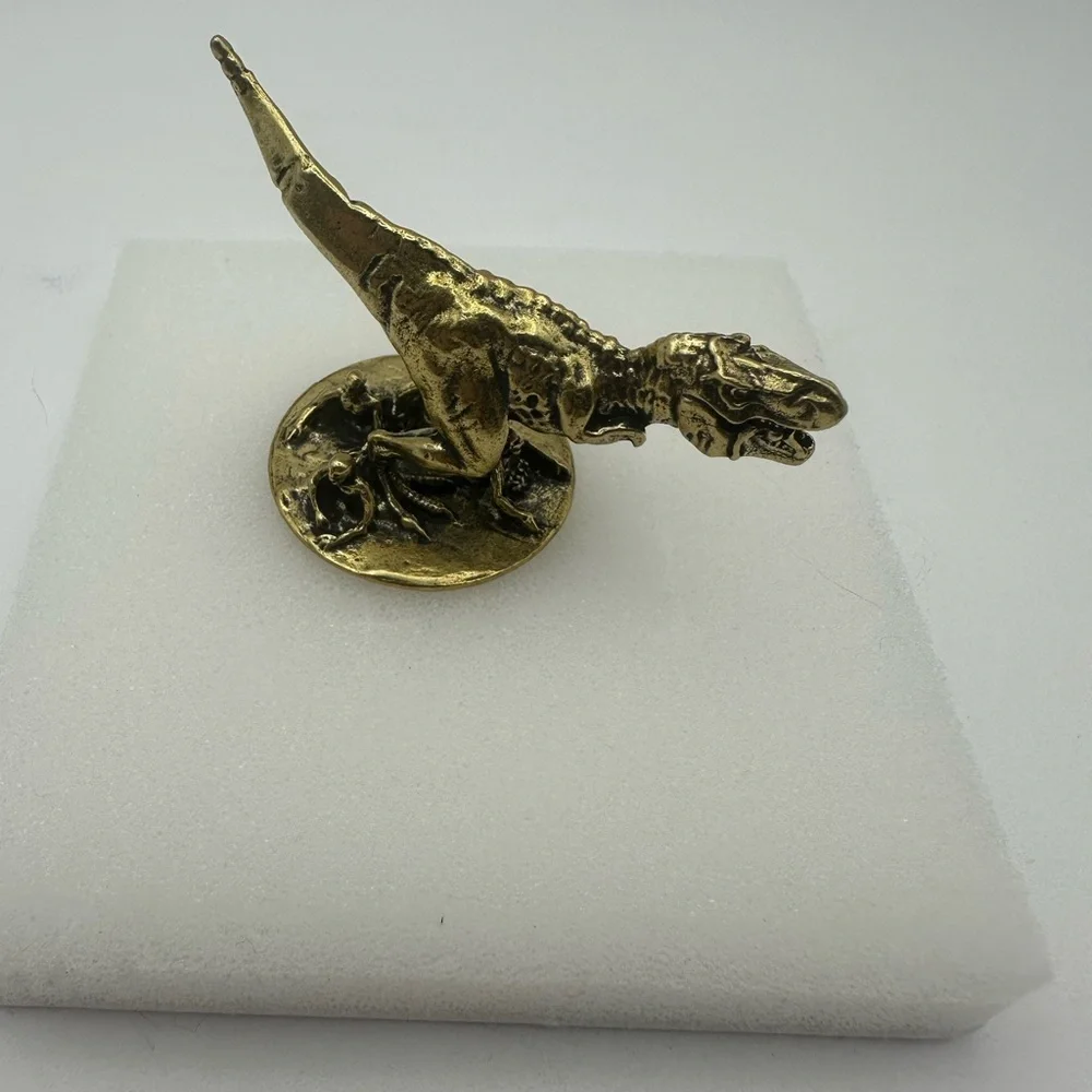 Brass T-Rex Miniature Figurine for Dinosaur Enthusiasts